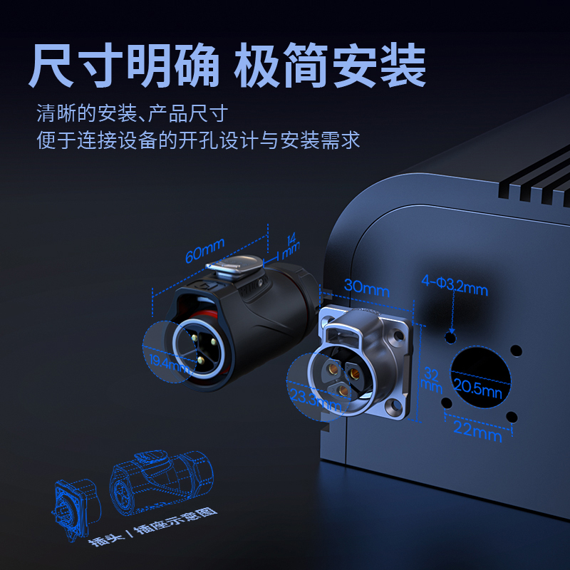 PLG20 2芯30A四孔法兰套装半金属焊接正装